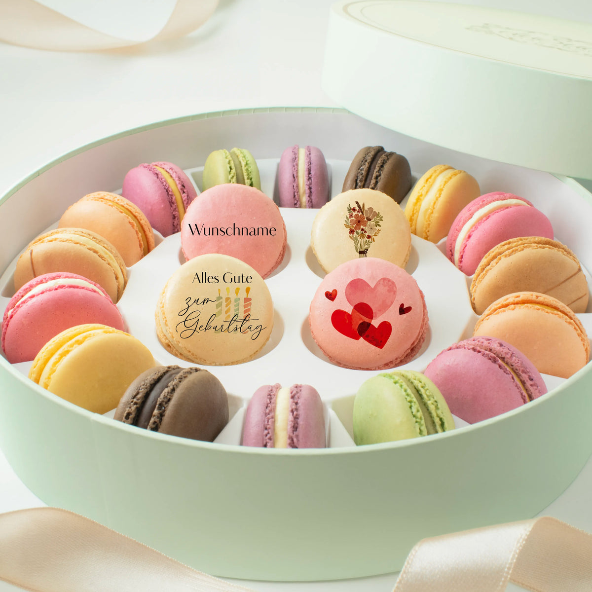 20er Macaron-Box, gebrandet