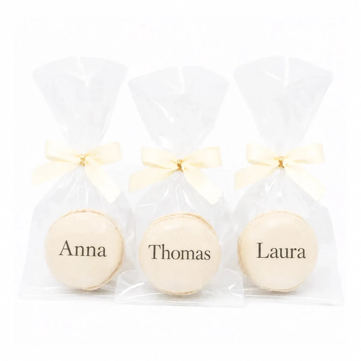 Personalisierte Platzkarten-Macarons – einzeln verpackt
